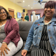 Jacqueline Woods, left, and Alicia Wright, right, sharing a laugh at their cousin Bruce Teague’s election celebration on Feb. 1, 2020.